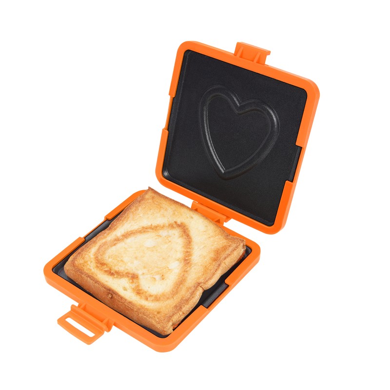 Microwave toaster grill tray with ribbed non-stick cooking surface