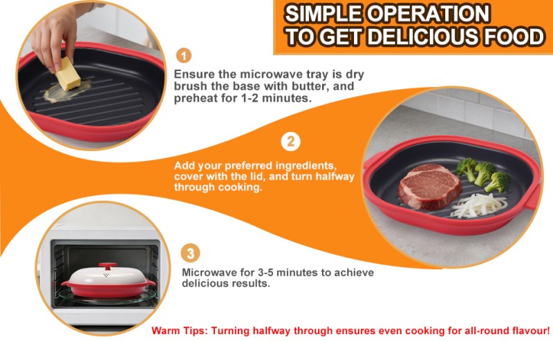 Smart microwave grill multi-pot with lid and handle - food-grade silicone construction