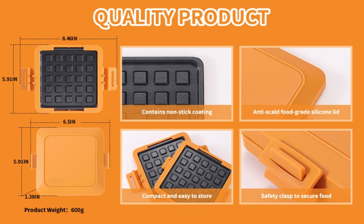 Food-grade non-stick coating on HeMaSe microwave waffle grill tray - easy food release and quick cleanup